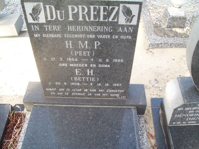PREEZ H.M.P., du 1904-1988 & E.H. 1908-1997