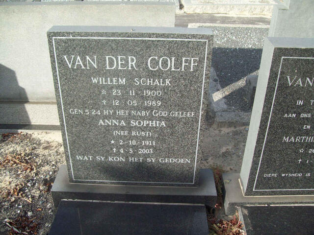 COLFF Willem Schalk, van der 1900-1989 & Anna Sophia RUST 1911-2003
