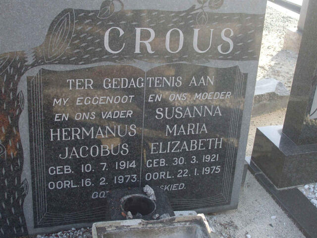 CROUS Hermanus Jacobus 1914-1973 & Susanna Maria Elizabeth 1921-1975