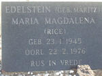 EDELSTEIN Maria Magdalena nee MARITZ voorheen RICE 1945-1976