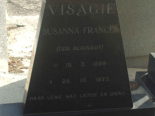 VISAGIE Susanna Frances nee BLIGNAUT 1899-1973
