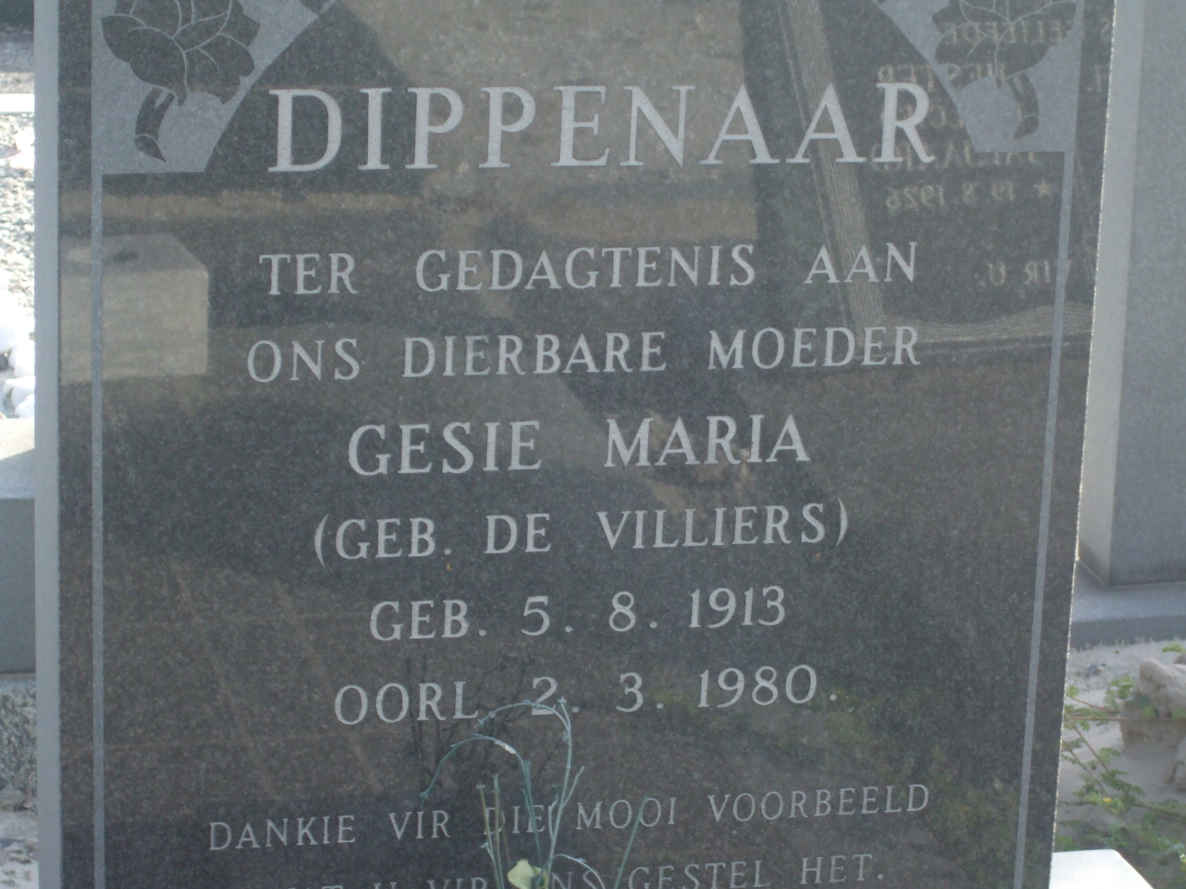 DIPPENAAR Gesie Maria nee DE VILLIERS 1913-1980