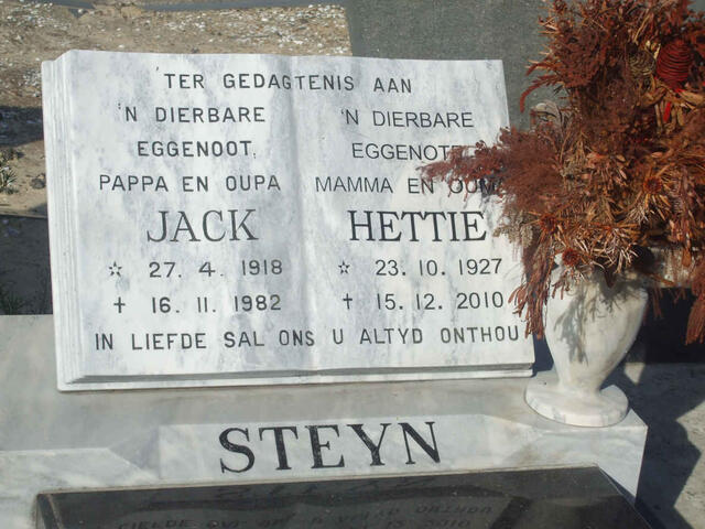 STEYN Jack 1918-1982 & Hettie 1927-2010