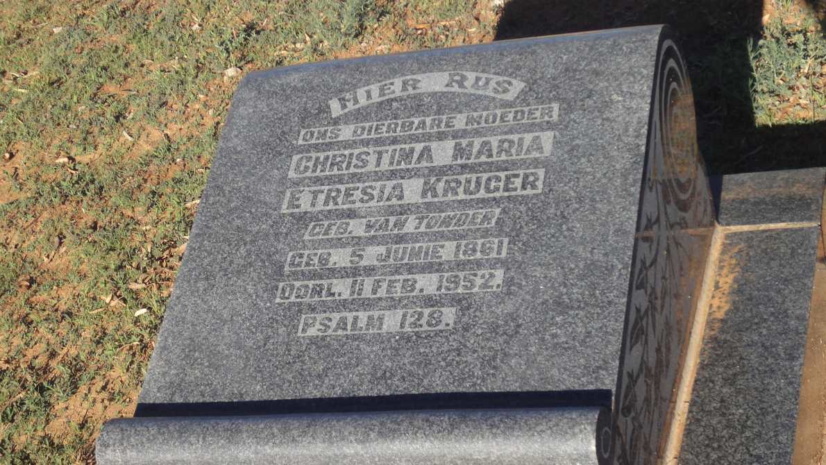 KRUGER Christina Maria Etresia nee VAN TONDER 1861-1952