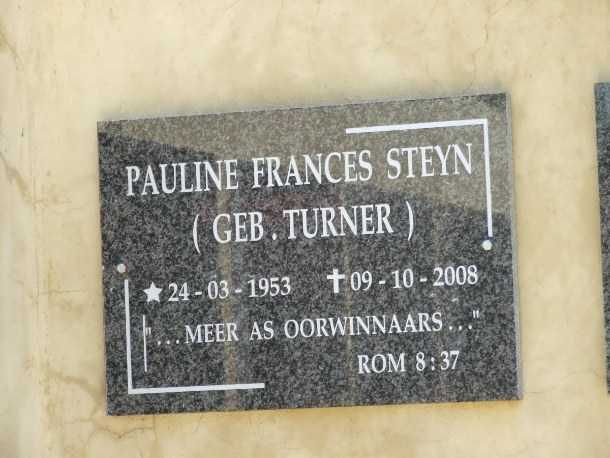 STEYN Pauline Frances nee TURNER 1953-2008