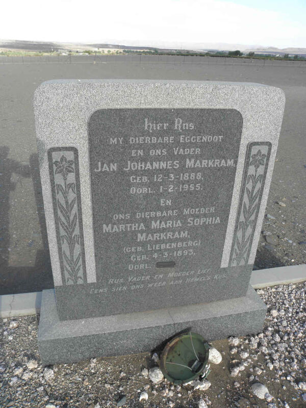 MARKRAM Jan Johannes 1888-1955 & Martha Maria Sophia LIEBENBERG 1893-