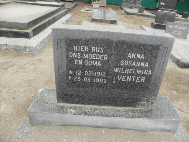 VENTER Anna Susanna Wilhelmnina 1912-1982