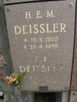 DEISSLER H.E.M. 1920-1998 & E.E. 1928-1999