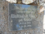ALBRECHT Waltraute M. nee SCHMIDT 1916-2006