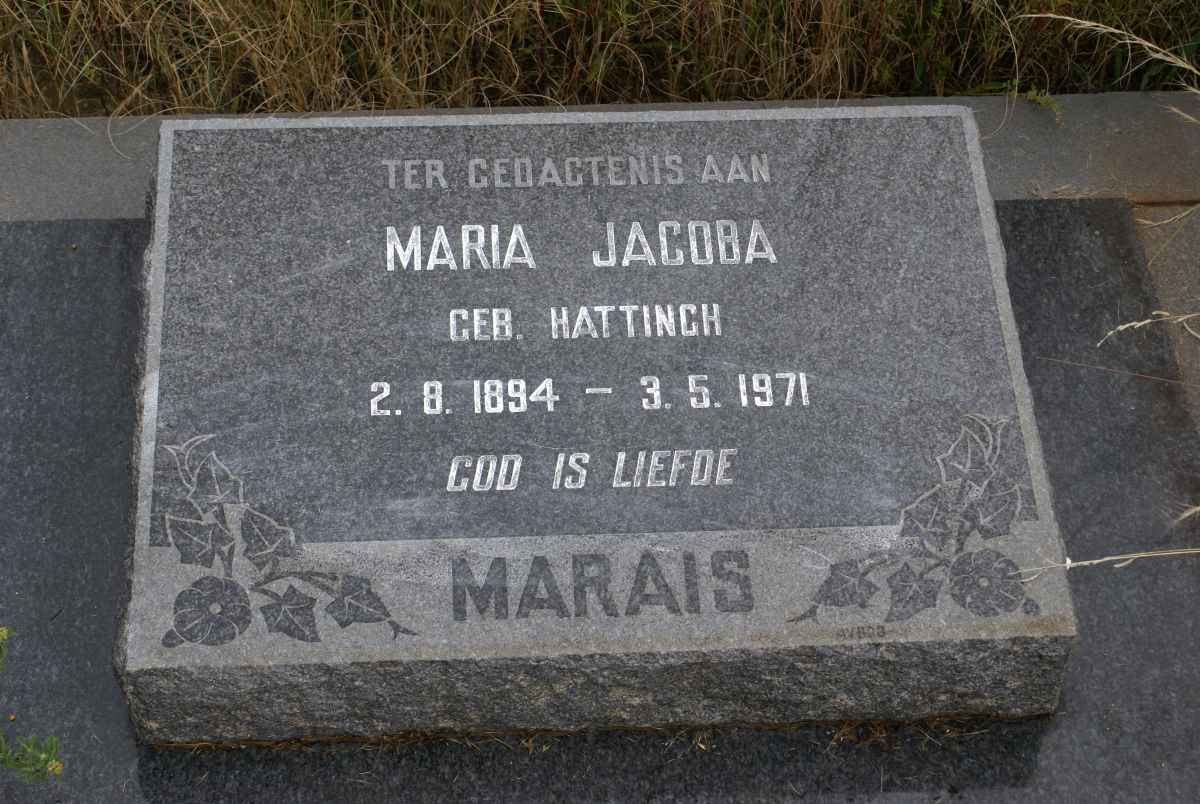 MARAIS Maria Jacoba nee HATTINGH 1894-1971