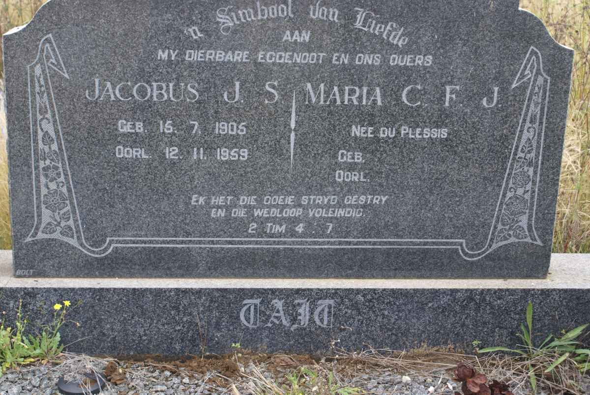 TAIT Jacobus J.S. 1905-1959 & Maria C.F.J. DU PLESSIS