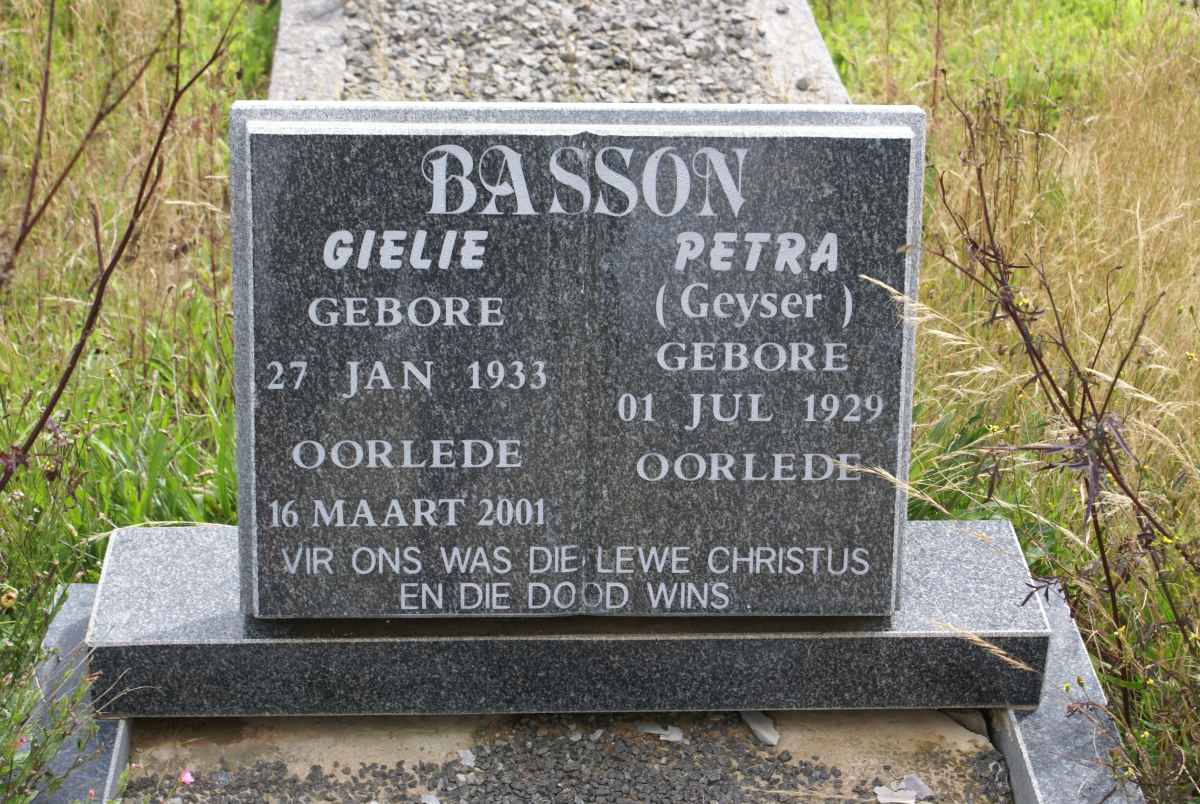 BASSON Gielie 1933-2001 & Petra GEYSER 1929-