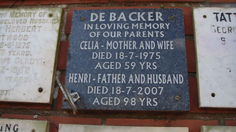 BACKER Henri, de -2007 & Celia -1975