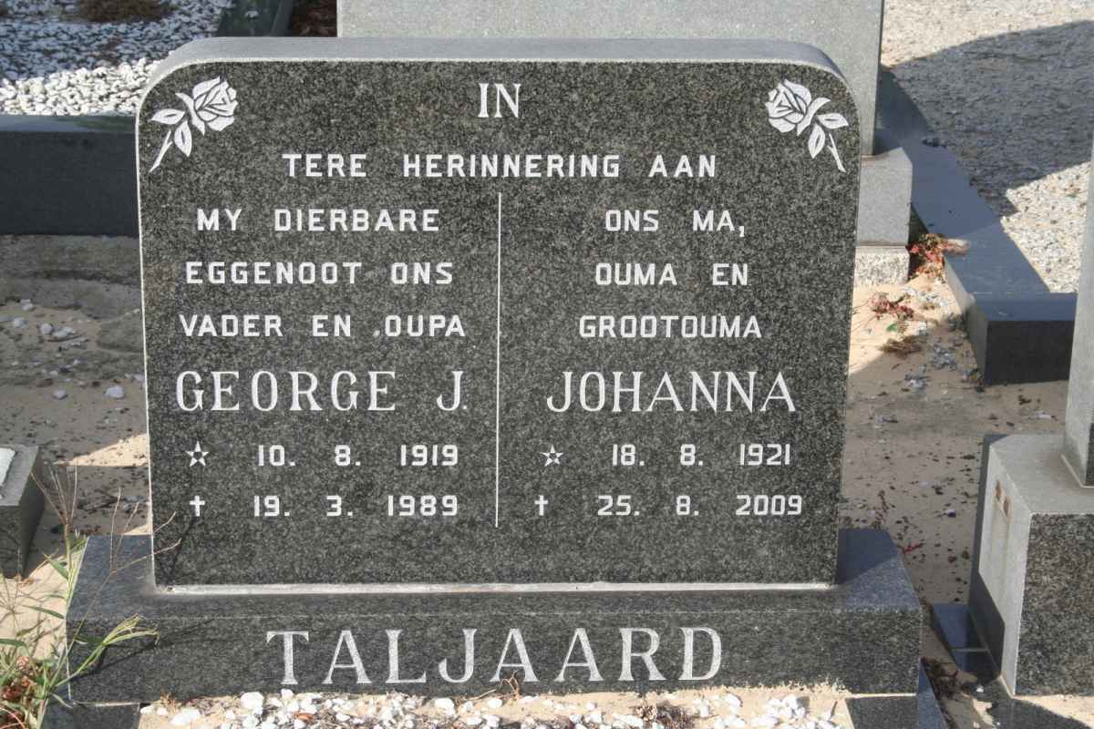 TALJAARD George J. 1919 & Johanna 1921-2009