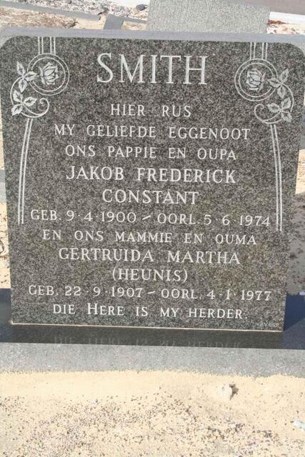 SMITH Jakob Frederick Constant 1900-1974 & Gertruida Martha HEUNIS 1907-1977