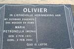 OLIVIER Maria Petronella 1931-2002