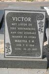 VICTOR Martha S.M. 1914-1987