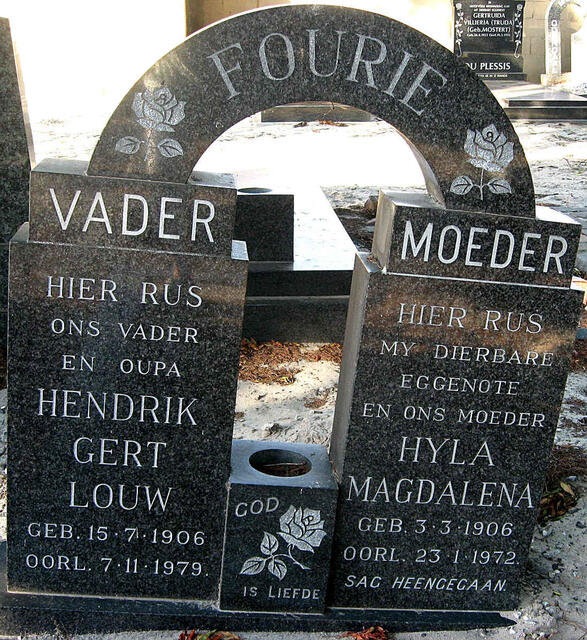 FOURIE Hendrik Gert Louw 1906-1979 & Hyla Magdalena 1906-1972