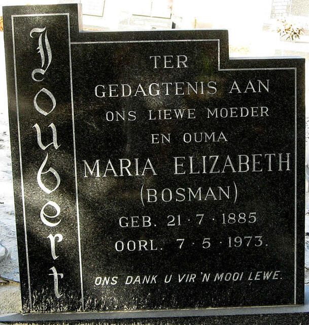 JOUBERT Maria Elizabeth nee BOSMAN 1885-1973