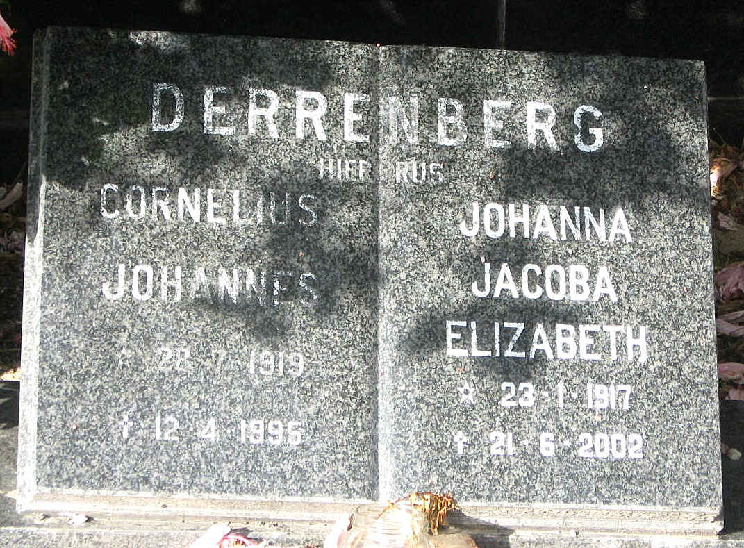DERRENBERG Cornelius Johannes 1919-1996 & Johanna Jacoba Elizabeth 1917-2002