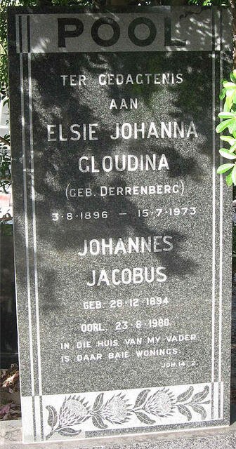 POOL Johannes Jacobus 1894-1980 & Elsie Johanna Gloudina DERRENBERG 1896-1973