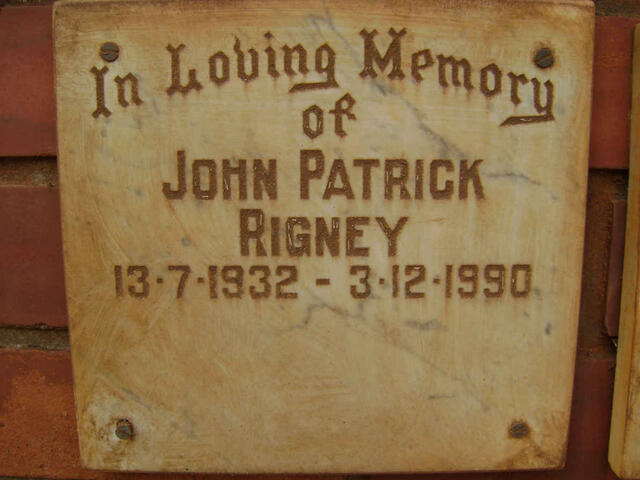 RIGNEY John Patrick 1932-1990