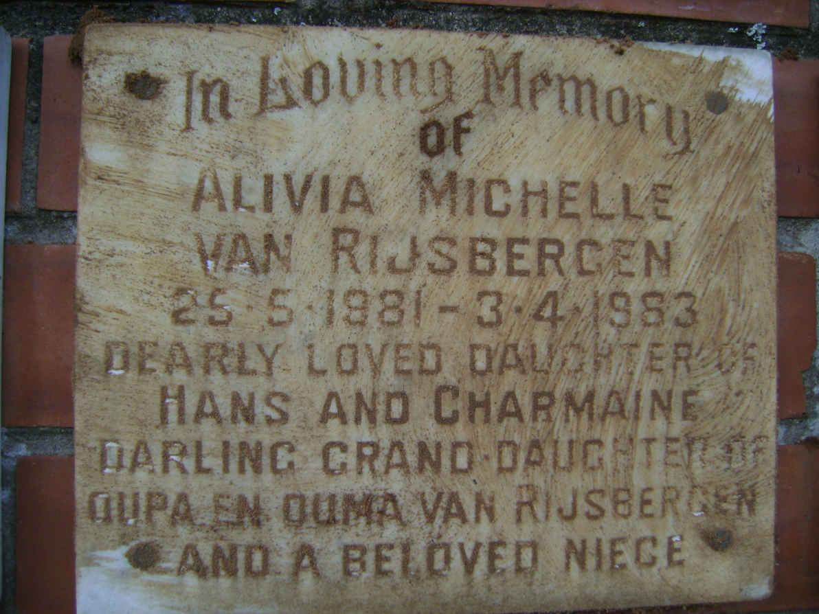 RIJSBERGEN Alivia Michelle, van 1981-1983