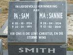 SMITH Sam 1926-1991 & Sannie 1934-2010