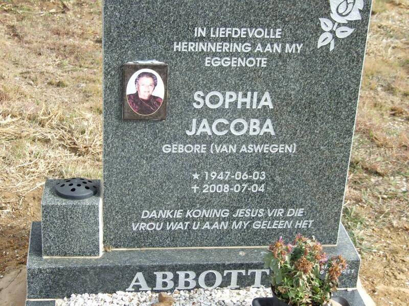 ABBOTT Sophia Jacoba nee VAN ASWEGEN 1947-2008