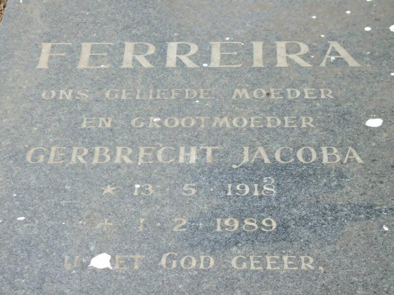 FERREIRA Gerbrecht Jacoba 1918-1989