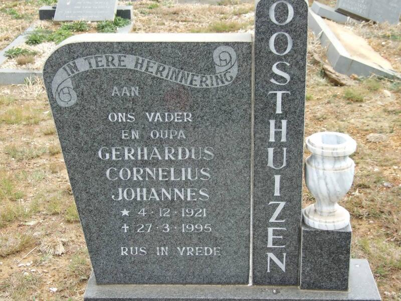 OOSTHUIZEN Gerhardus Cornelius Johannes 1921-1995