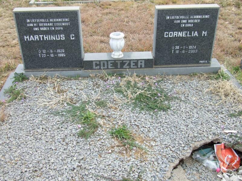 COETZER Marthinus C. 1920-1985 & Cornelia M. 1924-2003