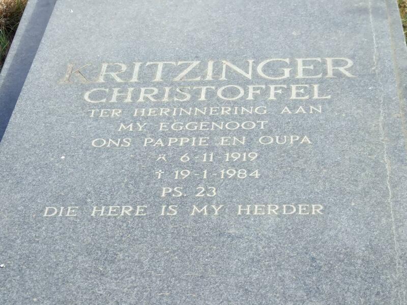KRITZINGER Christoffel 1919-1984