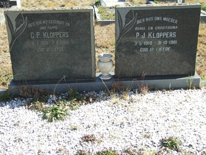 KLOPPERS C.P. 1906-1980 & P.J. 1910-1981