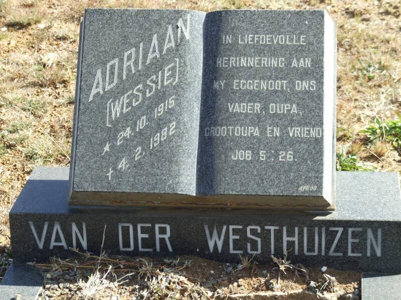 WESTHUIZEN Adriaan, van der 1915-1982 