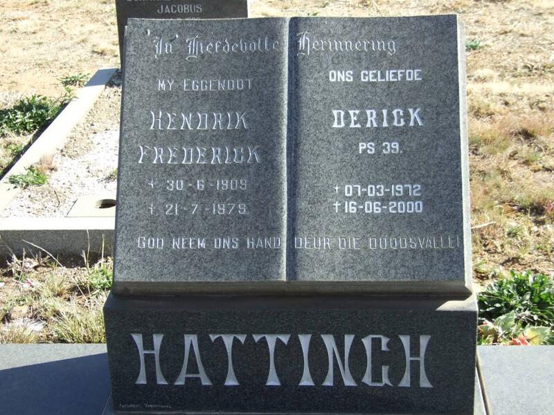 HATTINGH Hendrik Frederick 1909-1979 :: HATTINGH Derick 1972-2000