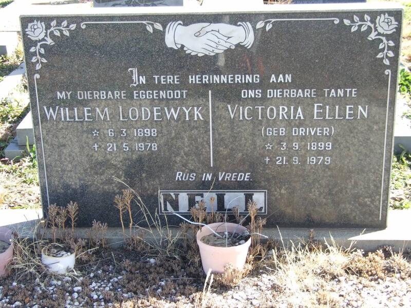 NELL Willem Lodewyk 1898-1978 & Victoria Ellen DRIVER 1899-1979