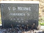 MERWE Johannes S., v.d. 1920-1977
