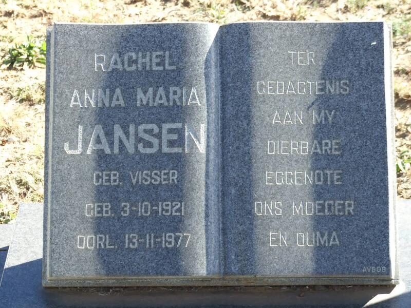 JANSEN Rachel Anna Maria nee VISSER 1921-1977