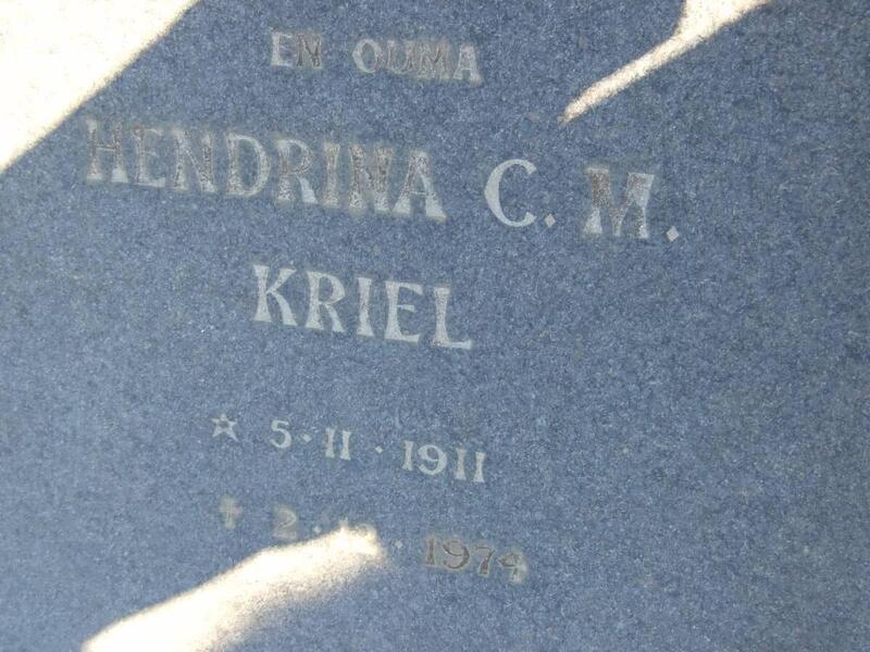 KRIEL Hendrina C.M. 1911-1974