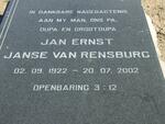 RENSBURG Jan Ernst, Janse van 1922-2002