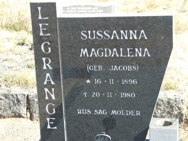GRANGE Sussanna Magdalena, le nee JACOBS 1896-1980