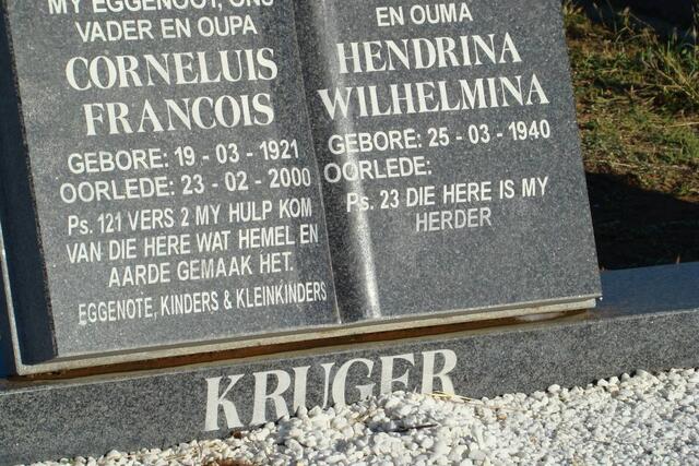 KRUGER Corneluis Francois 1921-2000 & Hendrina Wilhelmina 1940-