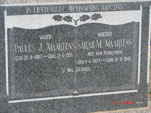 MAARTENS Paulus J. 1867-1951 & Sarah M. VAN SCHALKWYK 1877-1946