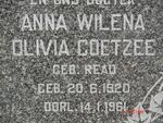 COETZEE Anna Wilena Olivia nee READ 1920-1961