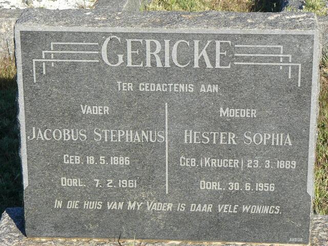 GERICKE Jacobus Stephanus 1886-1961 & Hester Sophia KRUGER 1889-1956