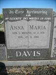 DAVIS Anna Maria nee V. NIEKERK 1931-1986