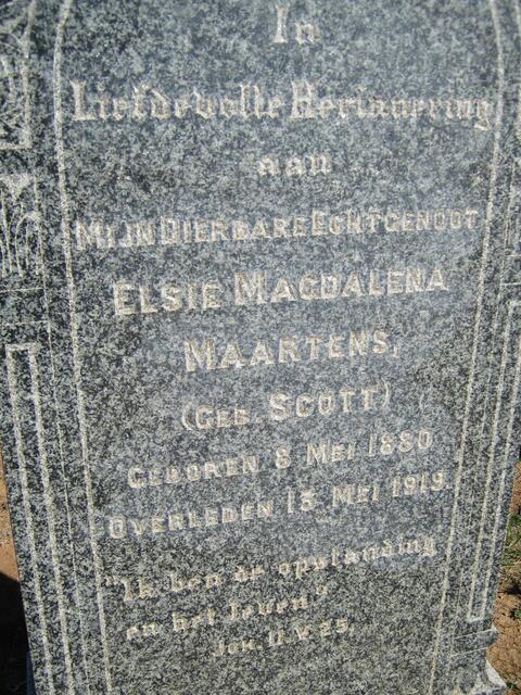 MAARTENS Elsie Magdalena nee SCOTT 1880-1919