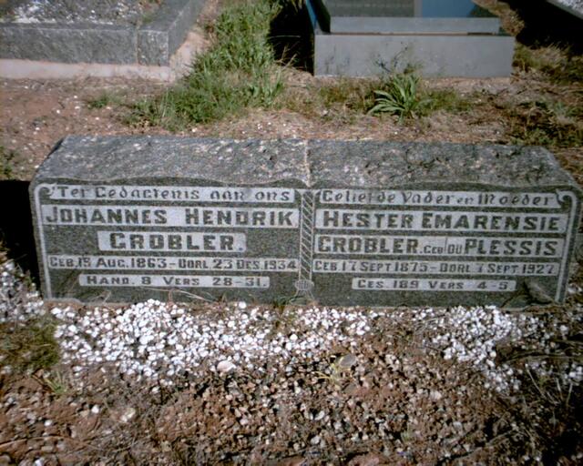GROBLER Johannes Hendrik 1863-1934 & Hester Emarensie DU PLESSIS 1875-1927
