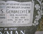 SNYMAN Gerbrecht E.M. nee MAARTENS 1909-1972